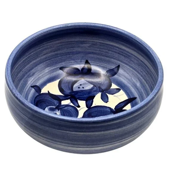 Blue Floral Ceramic Bowl - Picture 1 of 7
